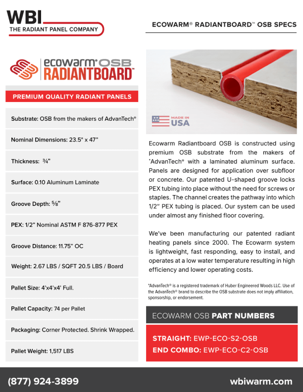 Ecowarm Radiantboard OSB Data Sheet 2025