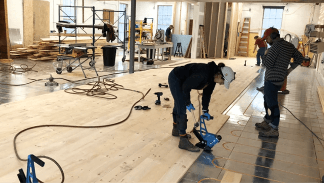 Ecowarm RadiantBoard installation at Laguna Street, Santa Cruz, California