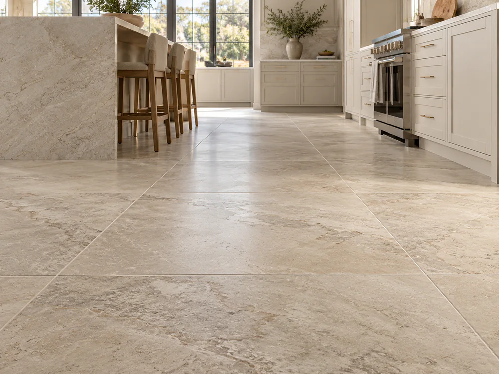 Finished tile and stone flooring
