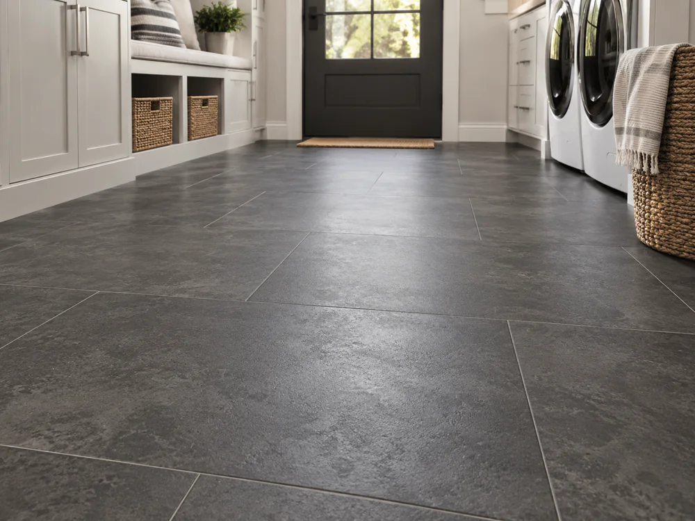 Finished vinyl or laminate flooring